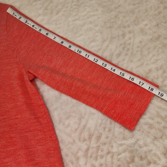 J Jill Women's Tunic Top 100% Merino Wool Size M Orange 3/4 Sleeves - Picture 12 of 14